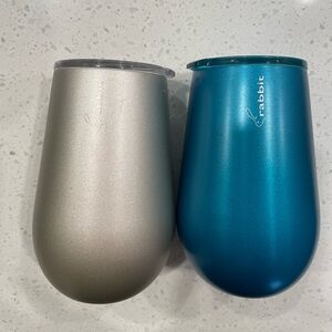 Set of 2 Rabbit Stainlesss Steel Tumblers Insulated
Travel Mugs with Lids